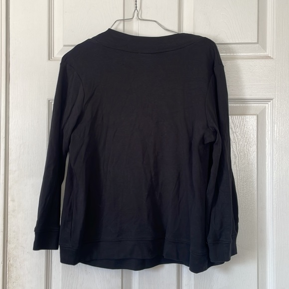 Rafaella black two piece crewneck top petit coat jacket sweater open cardigan - Picture 3 of 17